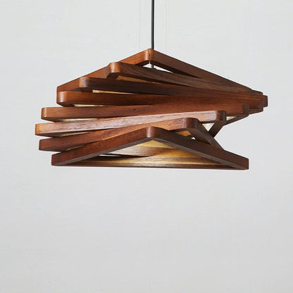 Spiral Wood Triangle Pendant Light