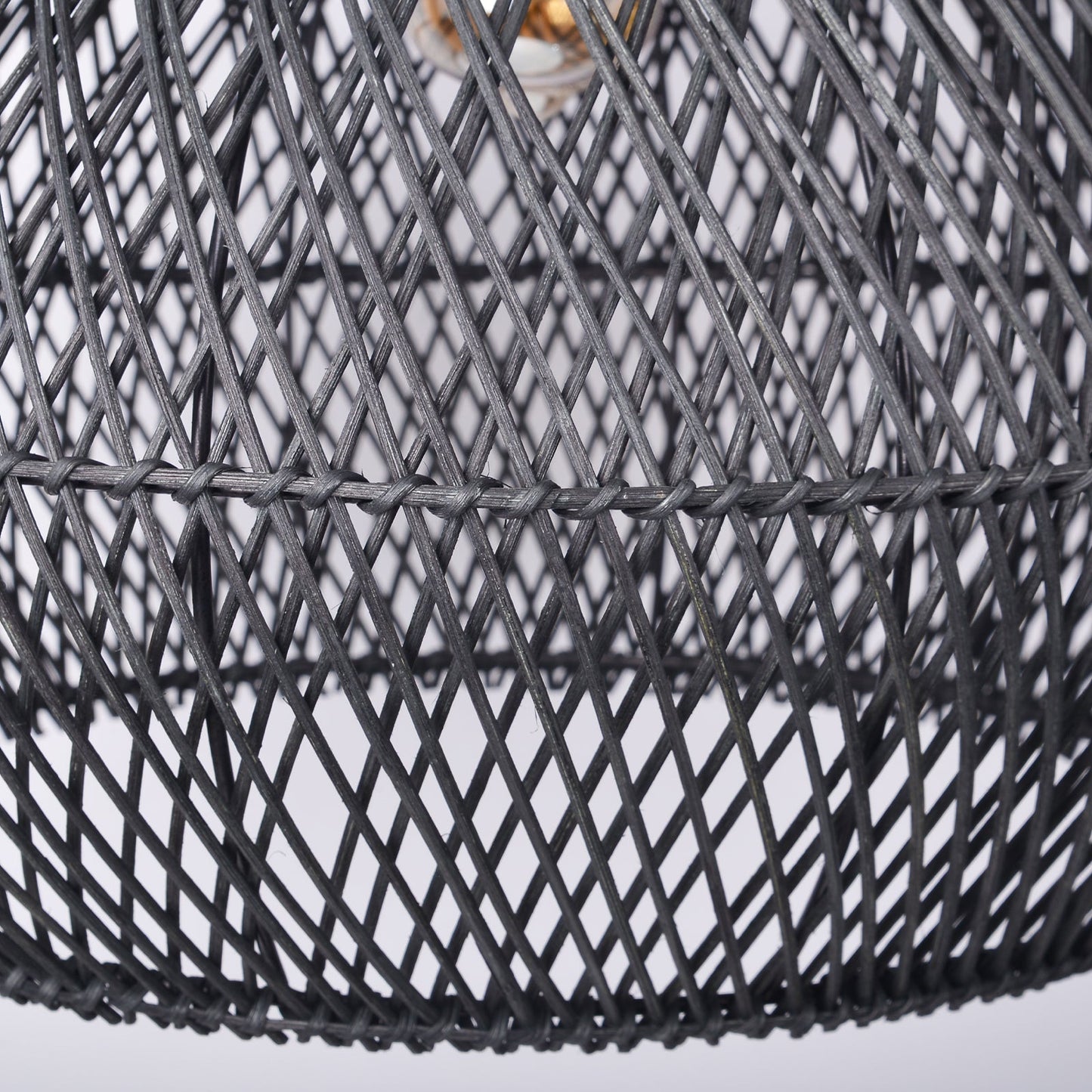 Matte Black Rattan Teardrop Pendant