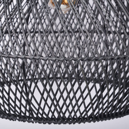Matte Black Rattan Teardrop Pendant
