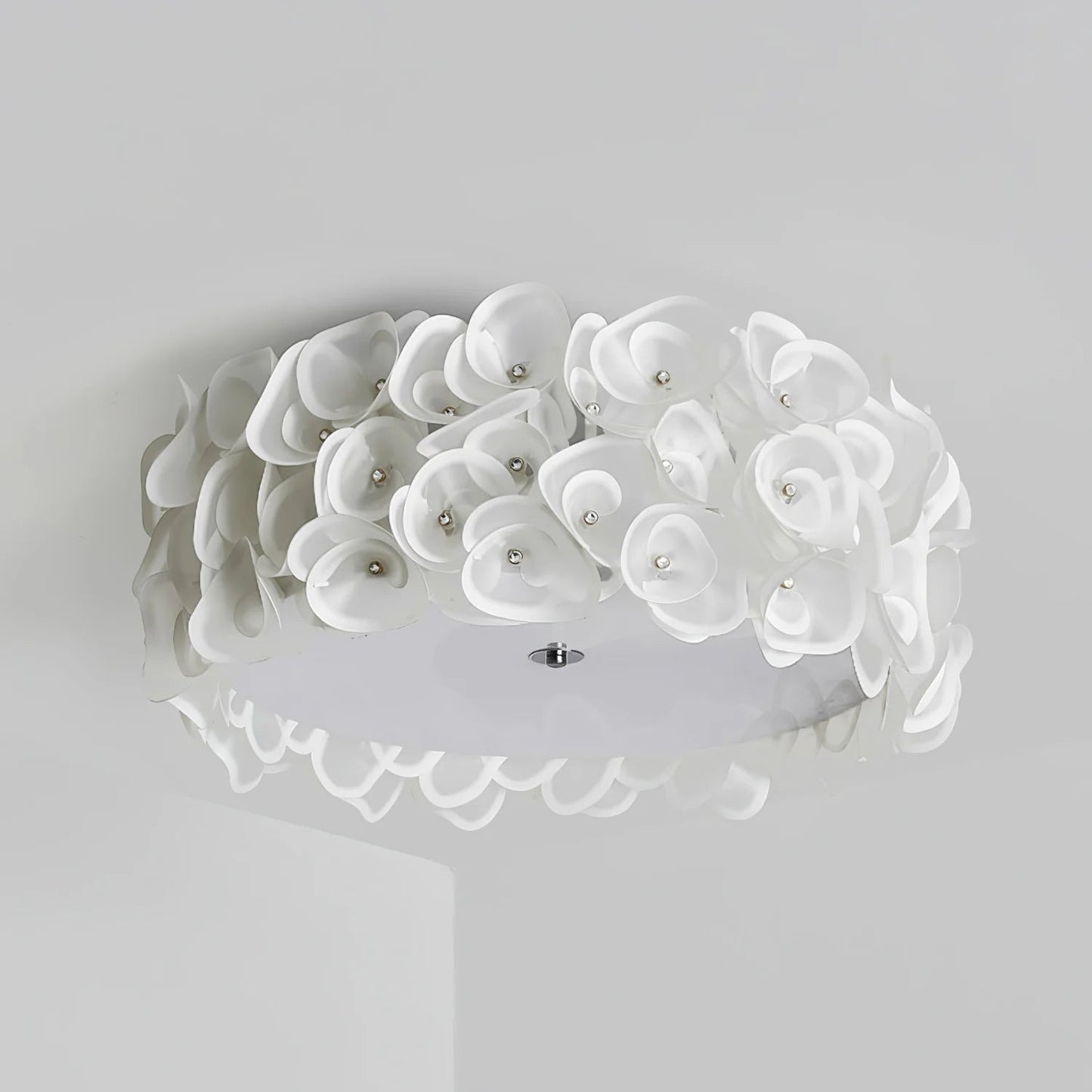 White Hydrangea Metal Ceiling Lamp