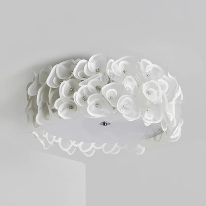 White Hydrangea Metal Ceiling Lamp
