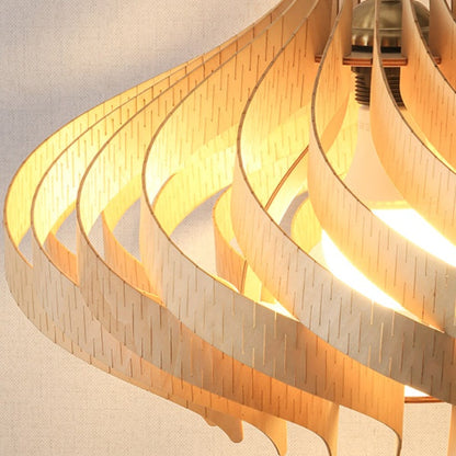 Twisted Wood Ribbon Pendant Light