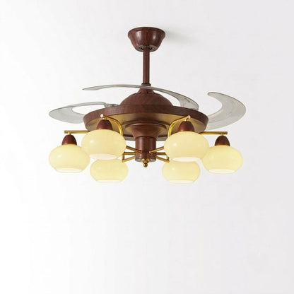 Walnut Retractable Ceiling Fan Light