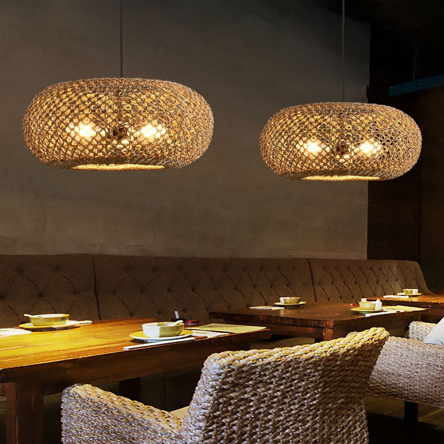 Wabi-Sabi Rattan Woven Pendant Light