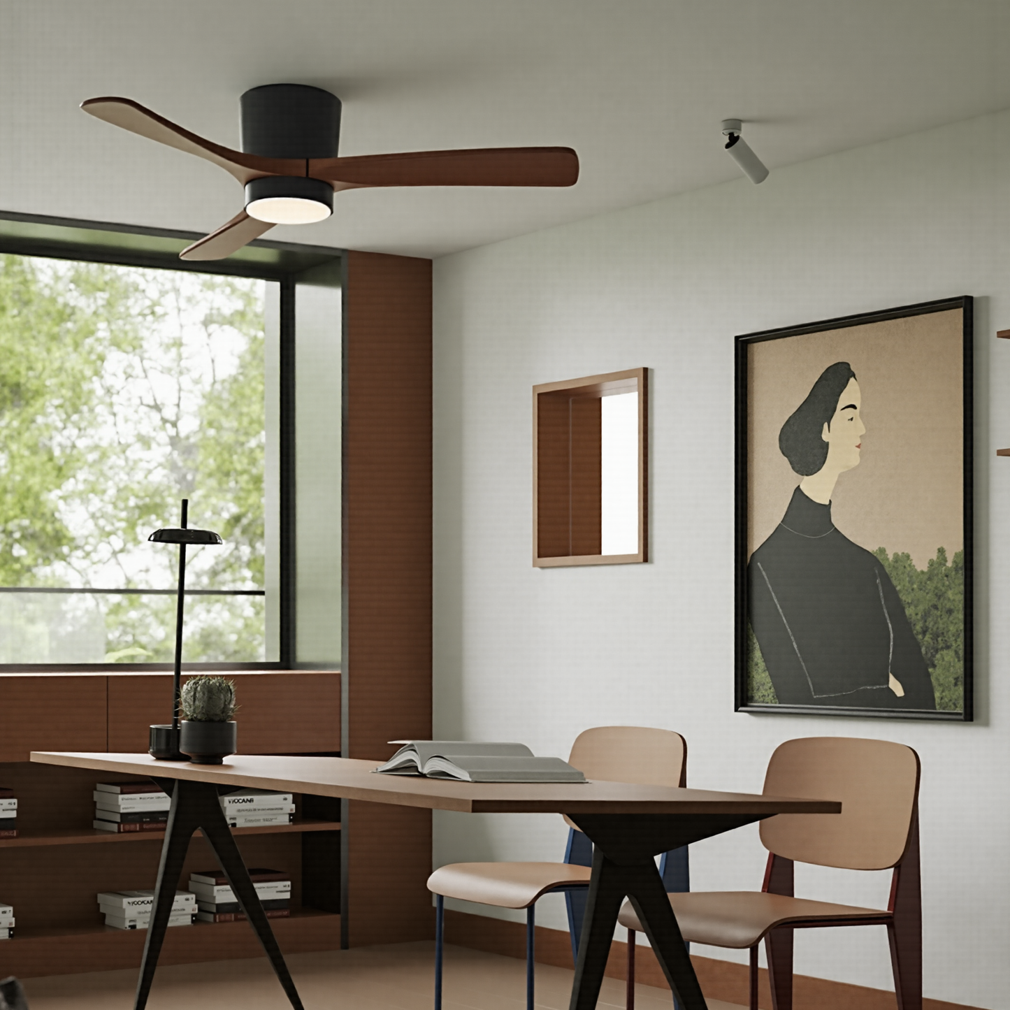 Low Profile Solid Wood Hugger Fan