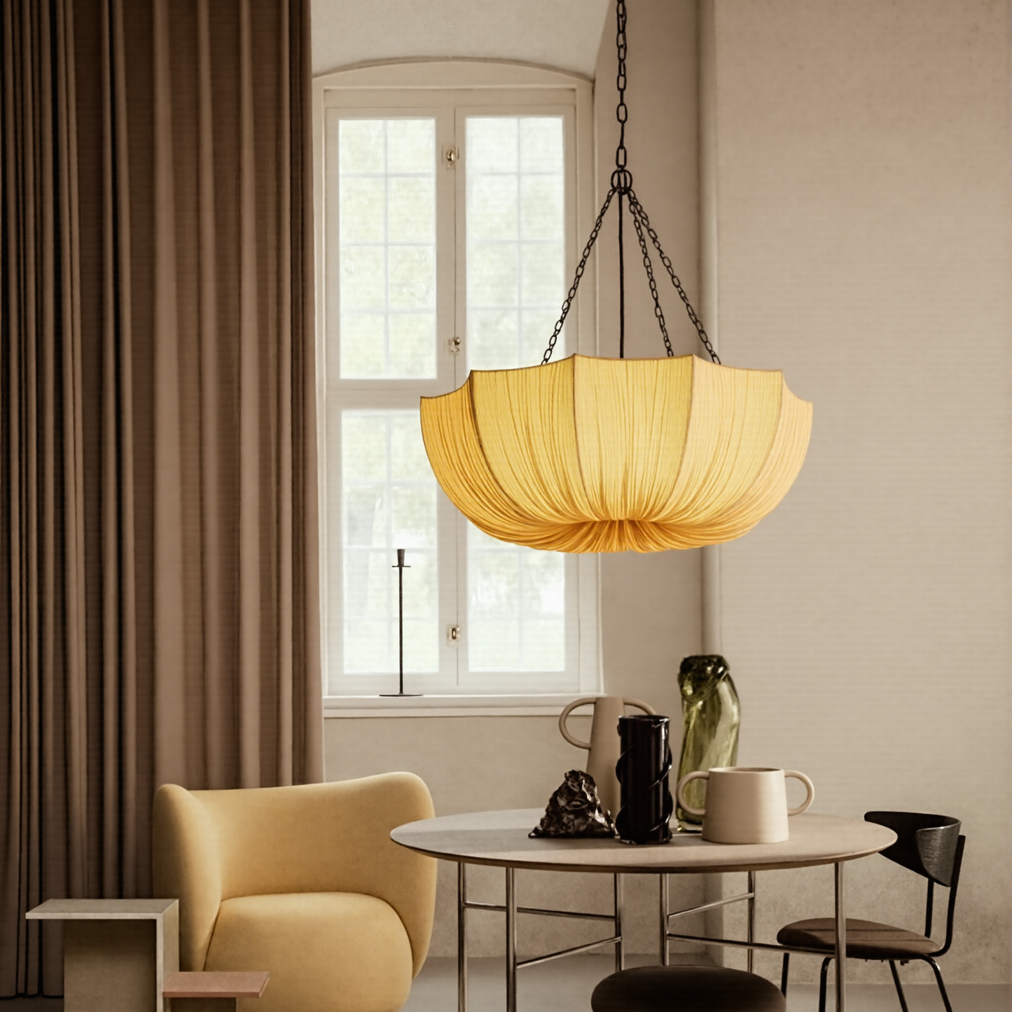 Pleated Parasol Fabric Chandelier