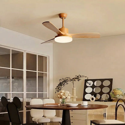Natural Wood Finish LED Ceiling Fan