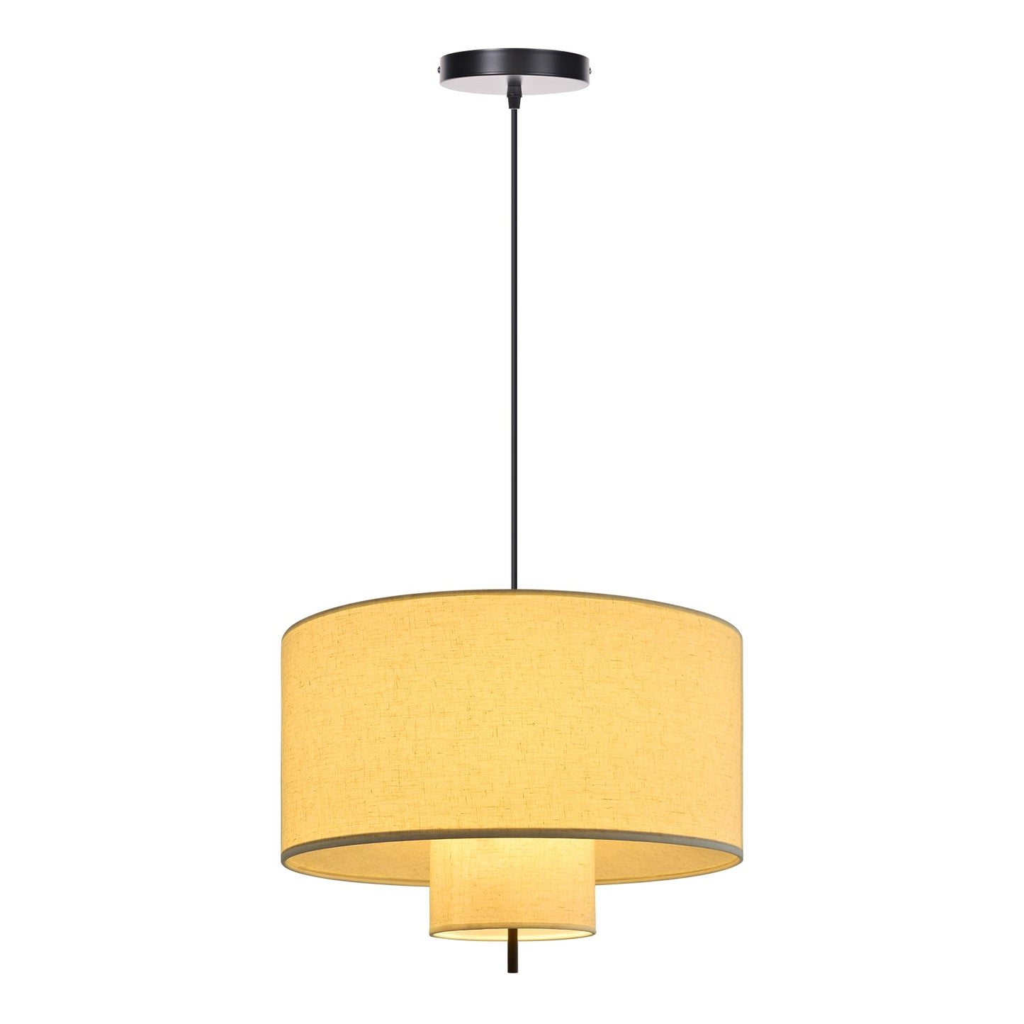 Nested Linen Drum Pendant Light