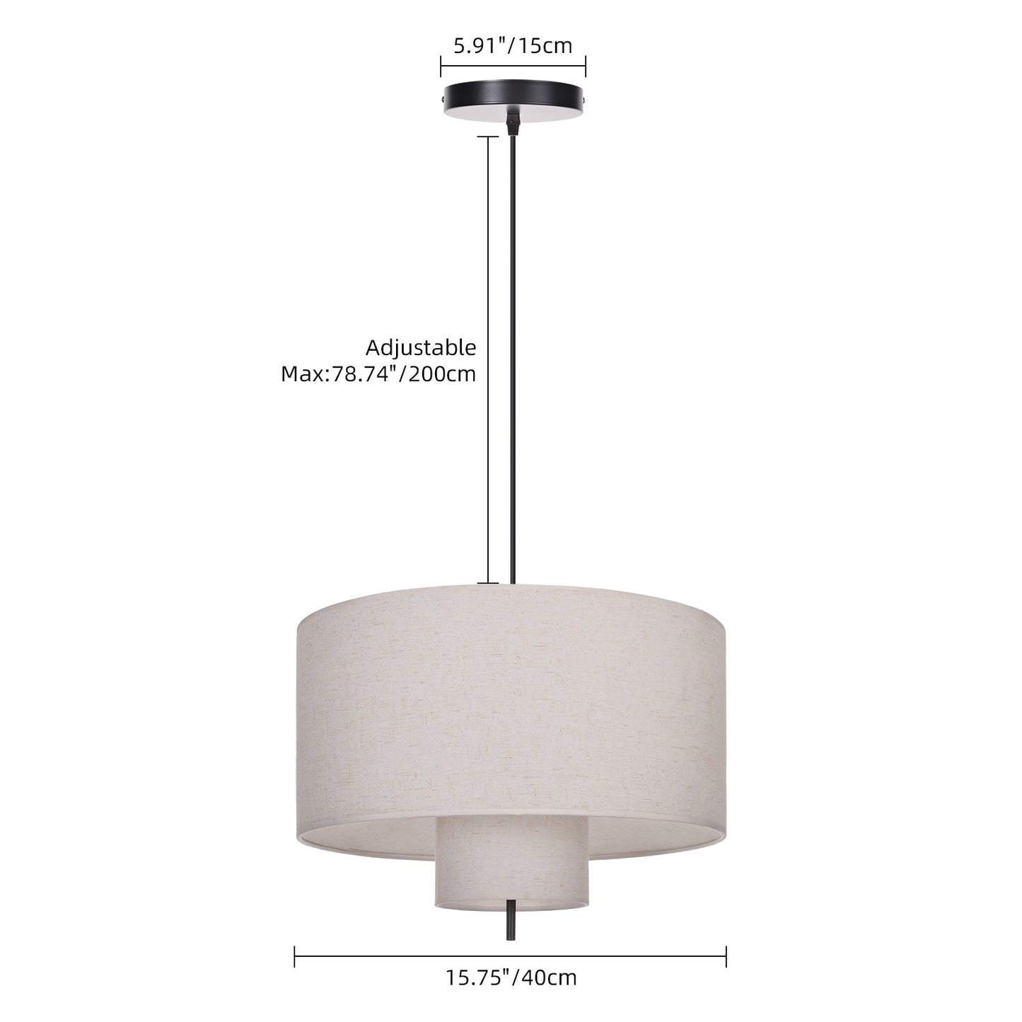 Nested Linen Drum Pendant Light