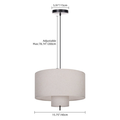 Nested Linen Drum Pendant Light