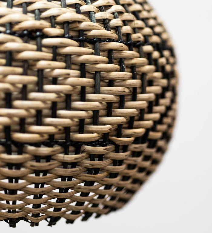 Two-Tone Black and Natural Rattan Bell