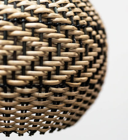 Two-Tone Black and Natural Rattan Bell