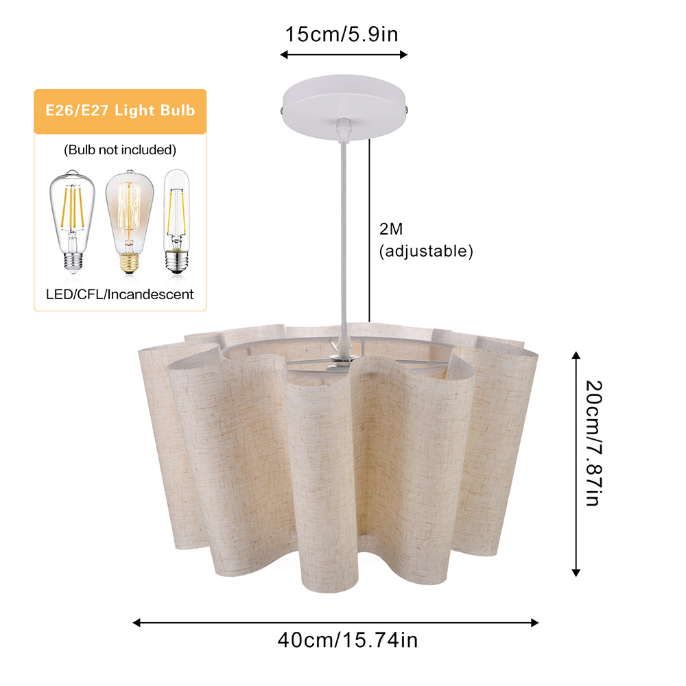 Wavy Ruffled Linen Drum Pendant