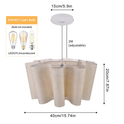 Wavy Ruffled Linen Drum Pendant