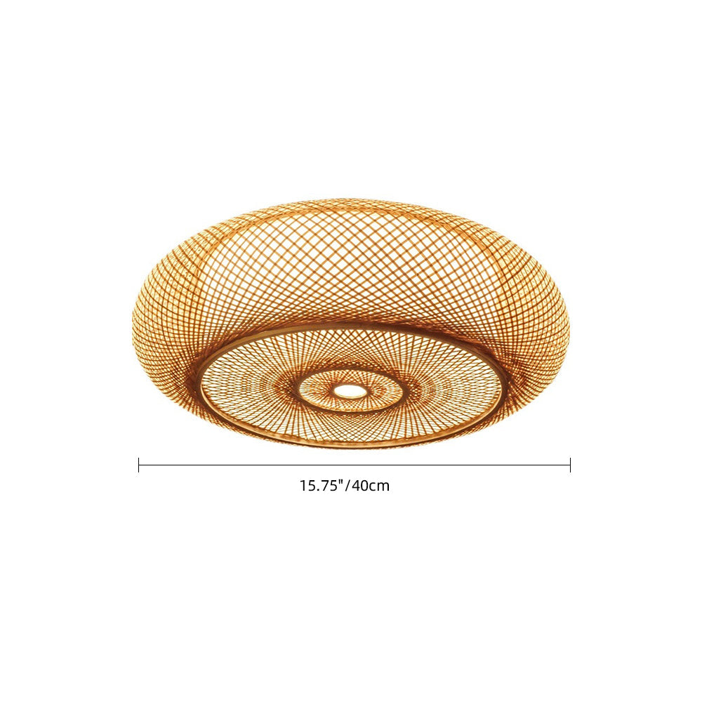 Hand-Woven Bamboo Saucer Flush Mount