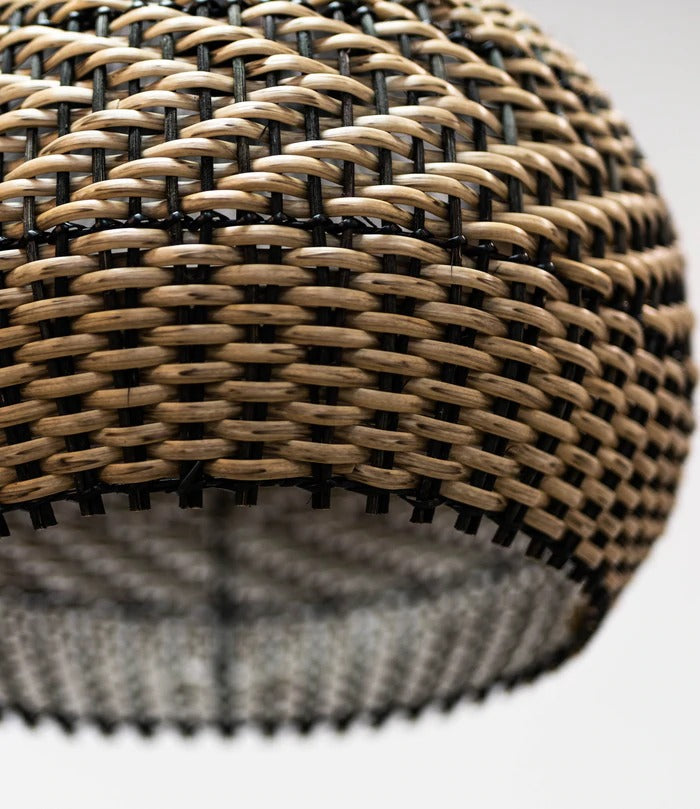 Two-Tone Black and Natural Rattan Bell