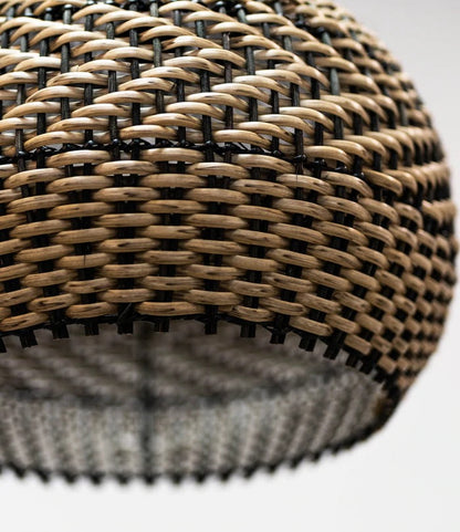 Two-Tone Black and Natural Rattan Bell