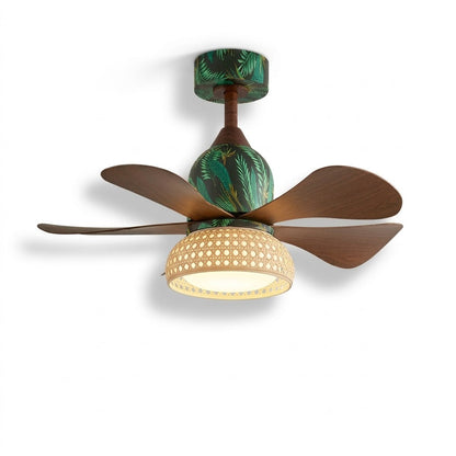 Retro Tropical Rattan Ceiling Fan