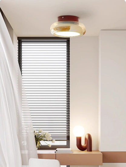 Amber Glass Round LED Ceiling Light