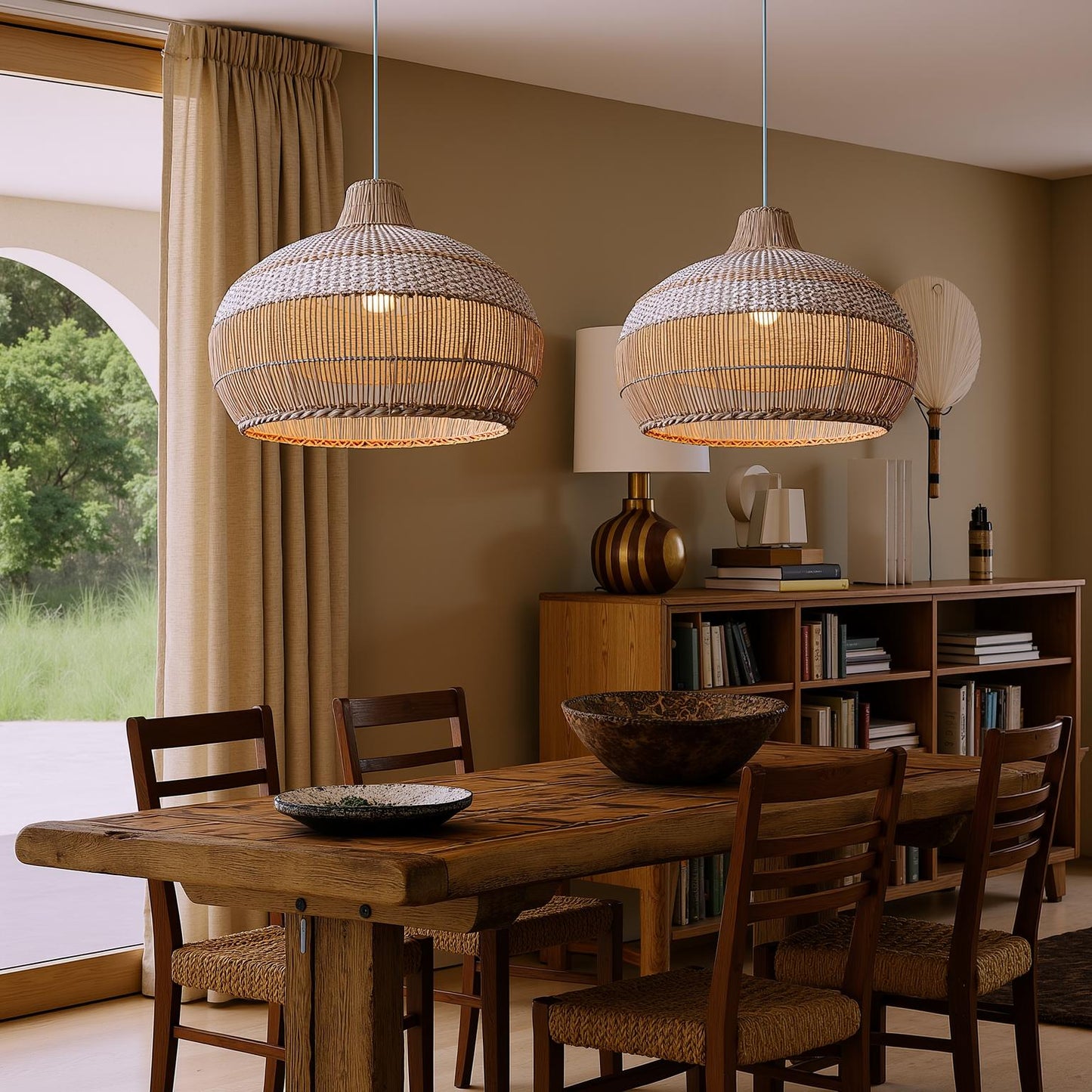 Open-Weave Rattan Island Pendant