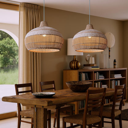 Open-Weave Rattan Island Pendant
