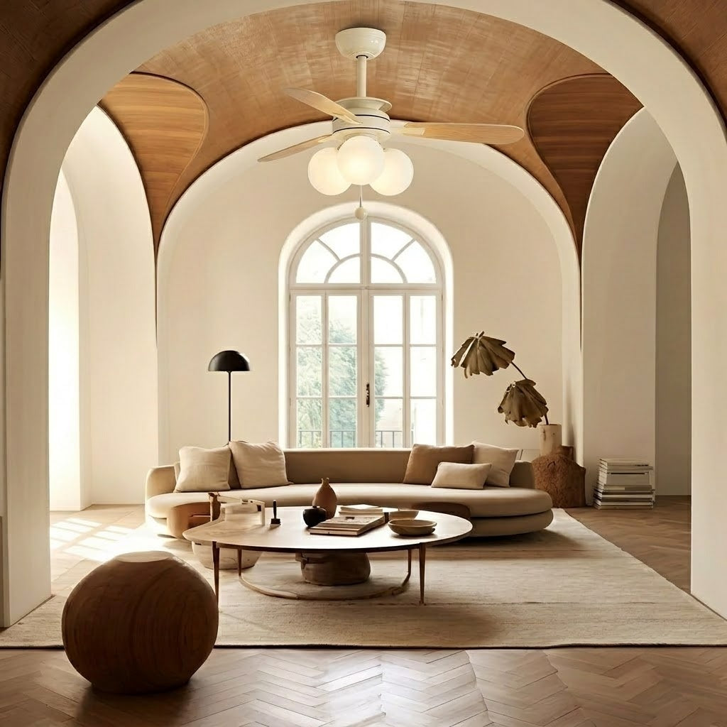 Nordic Wooden Fan with 3 Glass Shades