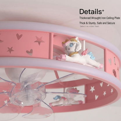 Kids Round Ceiling Fan with LED Light