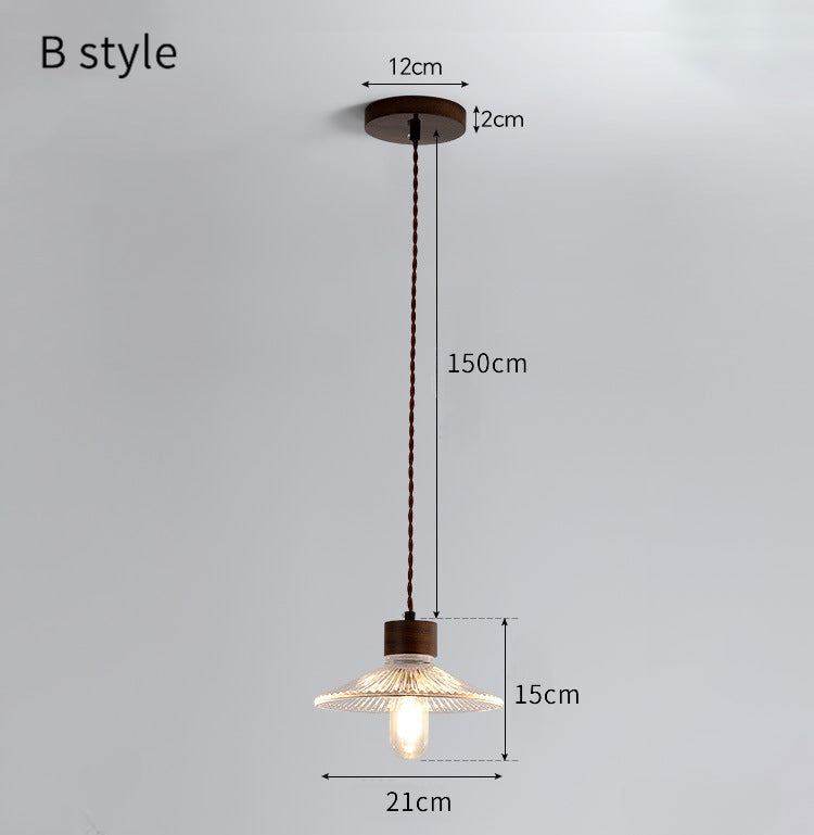 Walnut Wood and Glass Bedroom Pendant