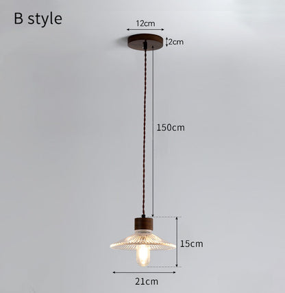 Walnut Wood and Glass Bedroom Pendant