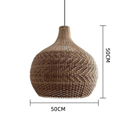 Undulating Herringbone Rattan Pendant