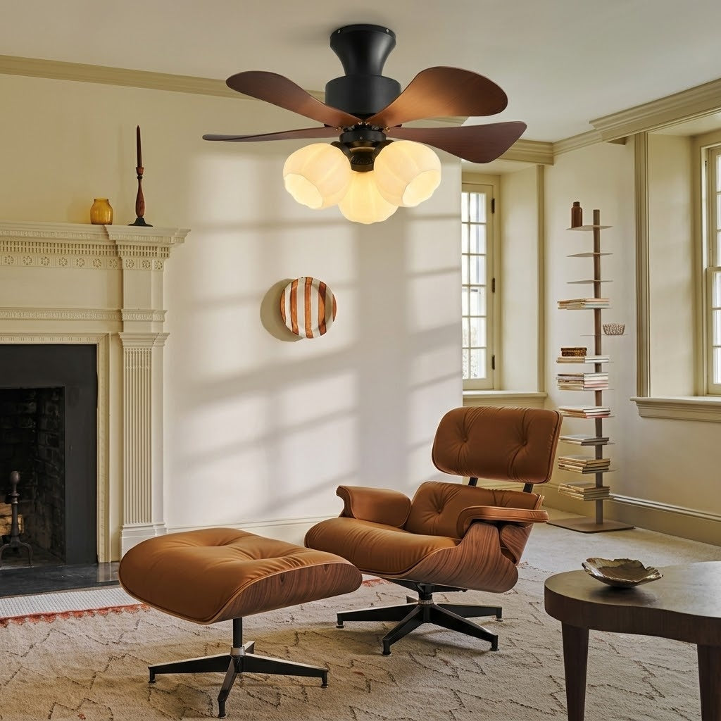 Nordic Flower Glass Shade Ceiling Fan