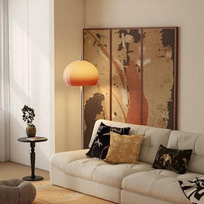 Amber Glass Mushroom Floor Lamp