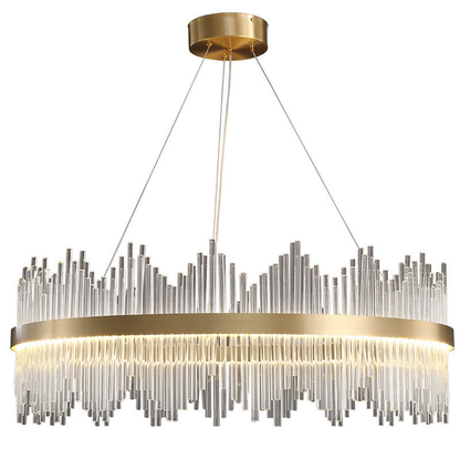 Crystal Wave Chandelier in Brushed Gold