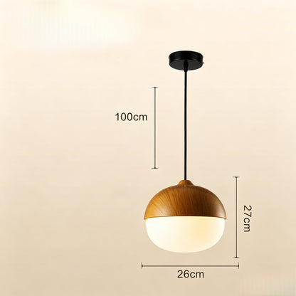 Acorn Wood-Grain Frosted Glass Pendant