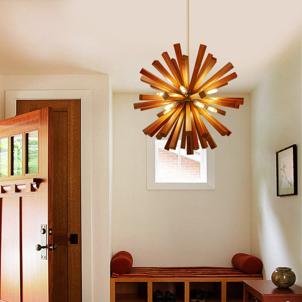 Solid Wood Starburst Chandelier
