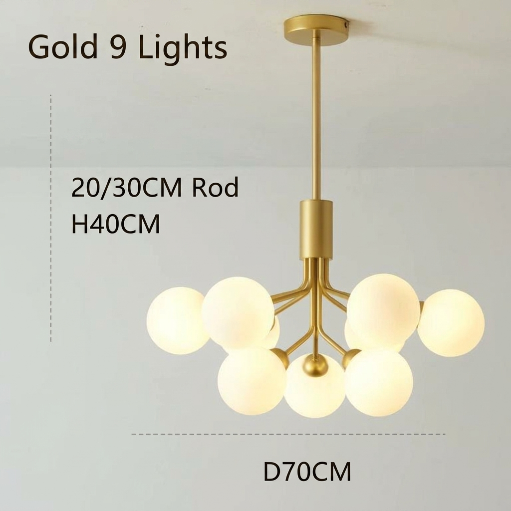 Gold Branching Globe Chandelier