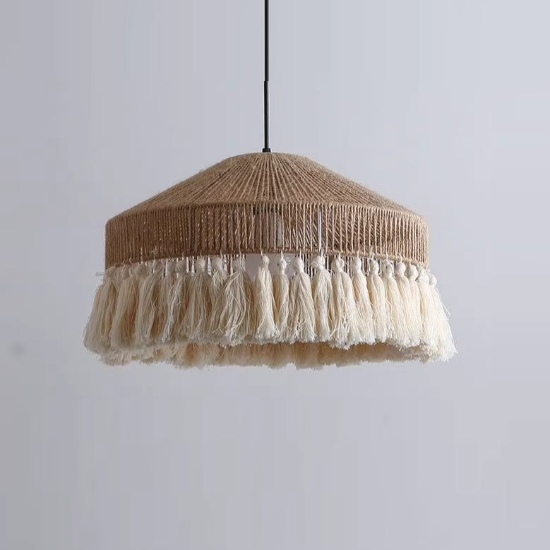 Jute Rope Fringe Tassel Pendant Light