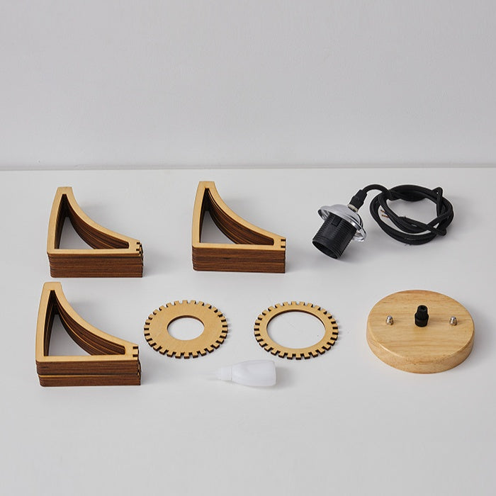 Wooden Slat Sculptural Pendant Light