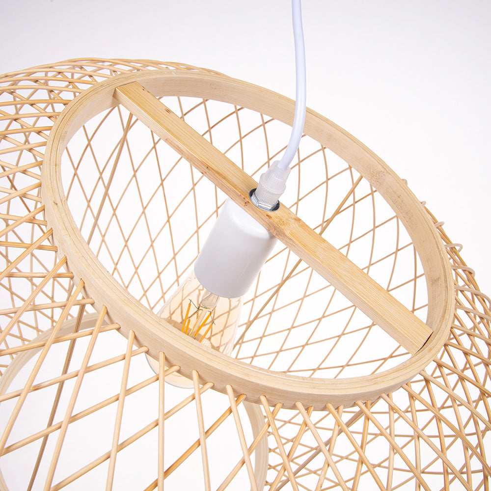 Boho Bamboo Wicker Hanging Lamp