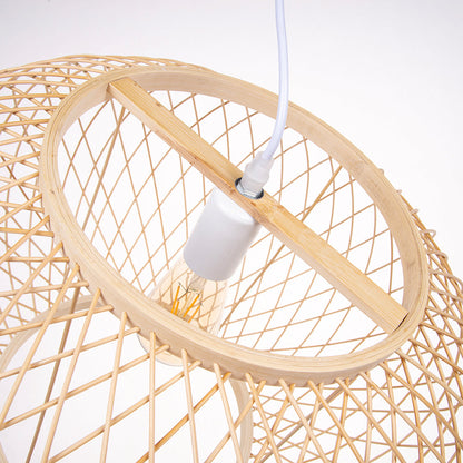 Boho Bamboo Wicker Hanging Lamp