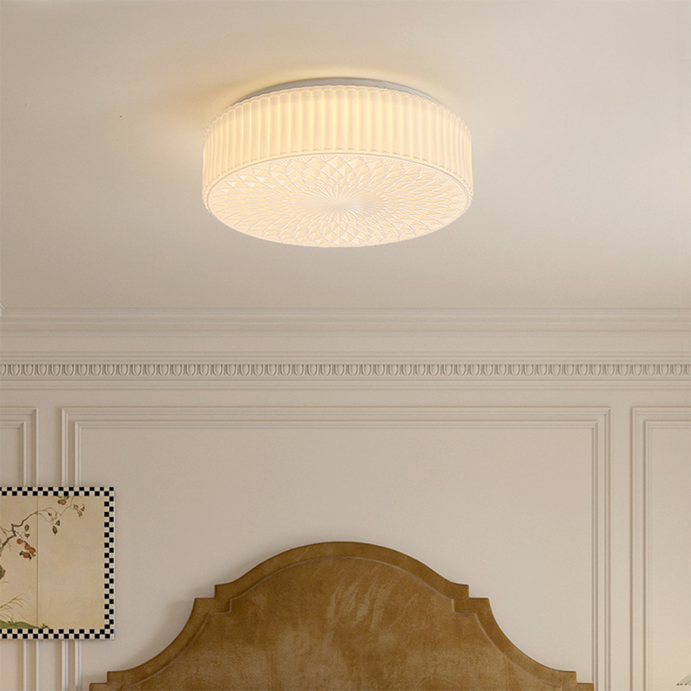 Retro Nostalgia Milky White Art Glass Ceiling Light