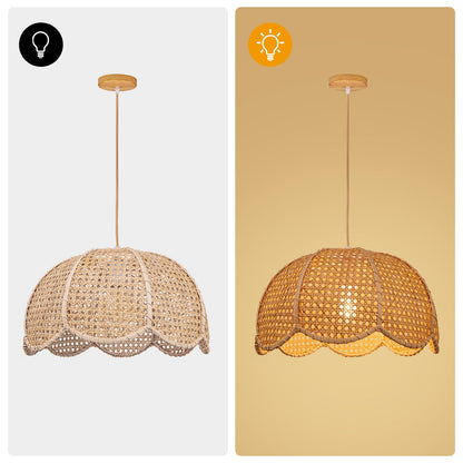 Rattan Scalloped Wavy Umbrella Dome