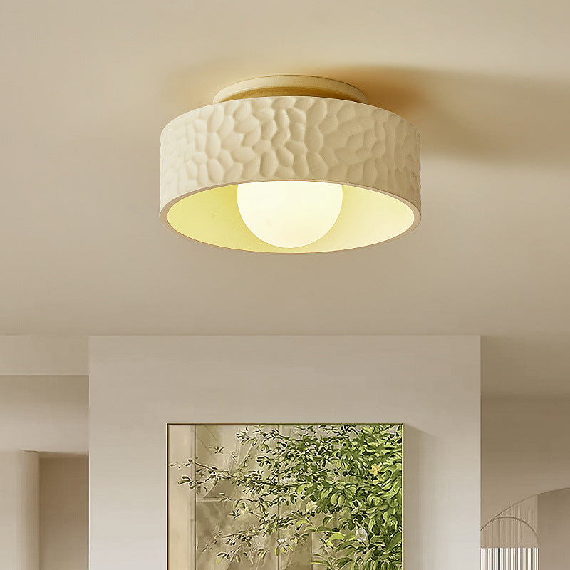 Cream Circular Hallway Ceiling Lamp