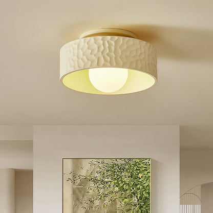 Cream Circular Hallway Ceiling Lamp