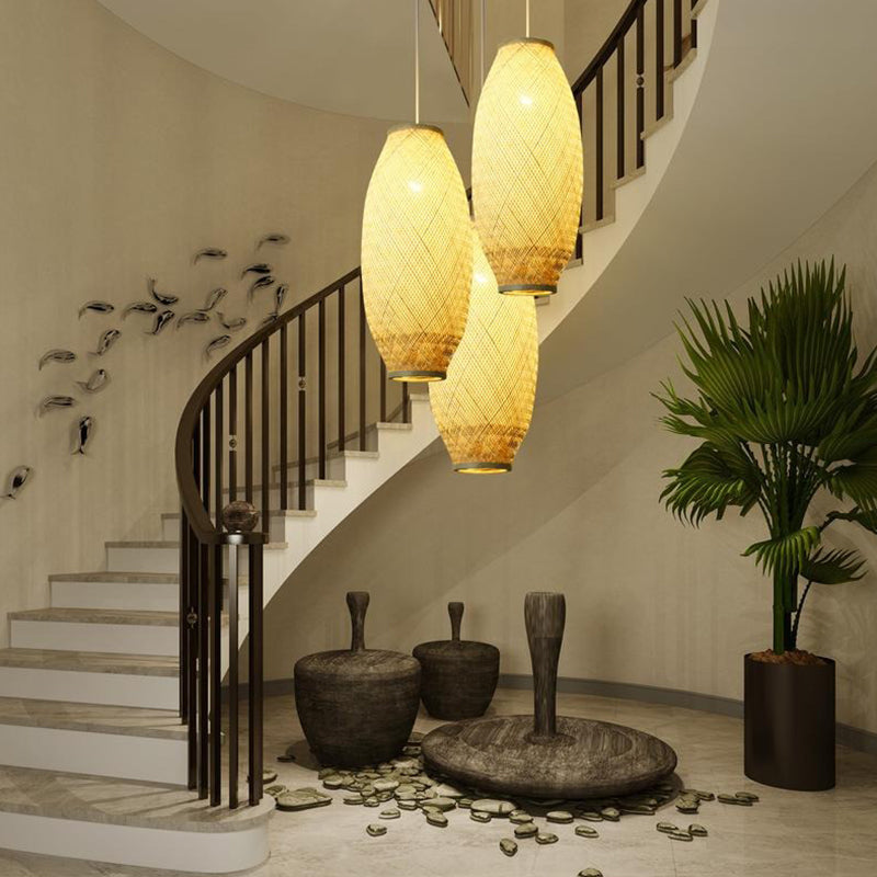 Tall Bamboo Column Pendant Light