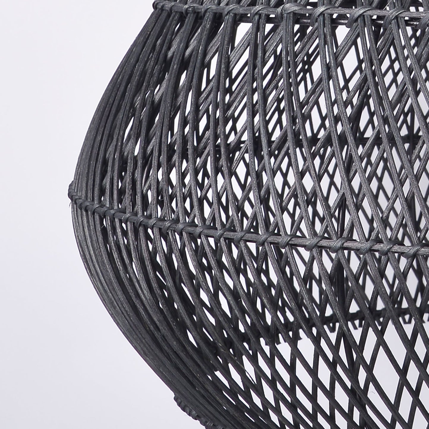 Matte Black Rattan Teardrop Pendant