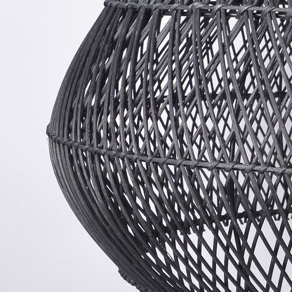 Matte Black Rattan Teardrop Pendant