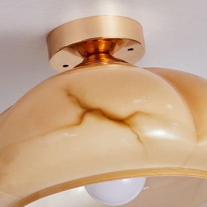Amber Glass Flower Ceiling Lamp