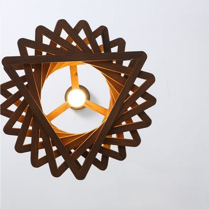 Spiral Wood Triangle Pendant Light