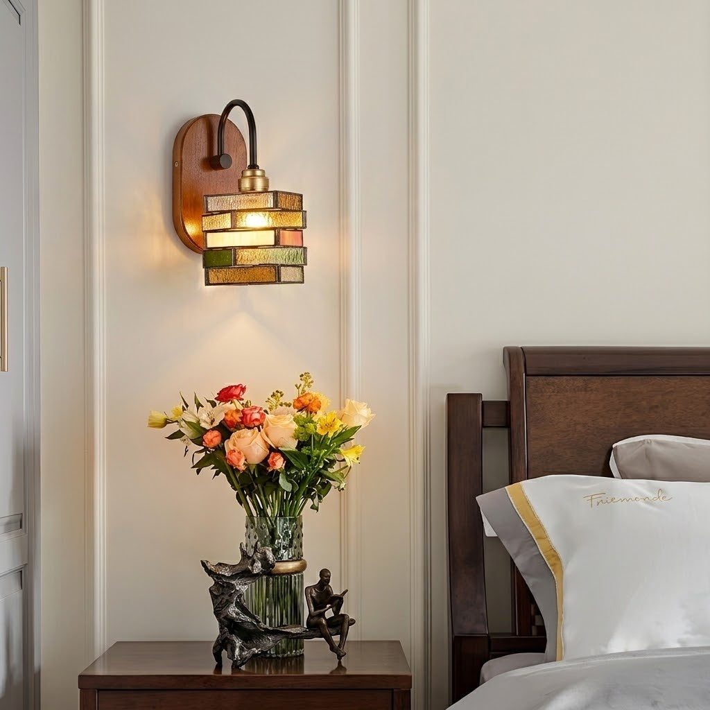 Geometric Stained Glass Wall Light